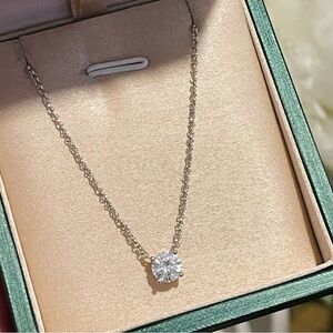 1CT Moissanite Sterling Silver Necklace,  Minimalist. Bridal Necklace